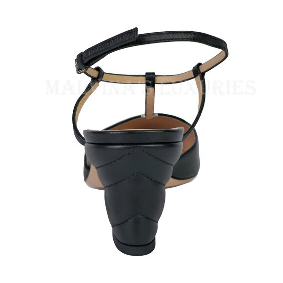 GUCCI SHOES T-STRAP BLACK LEATHER DOUBLE G LOGO SLINGBACK PUMPS sz 40.5 10.5 - Picture 6 of 15